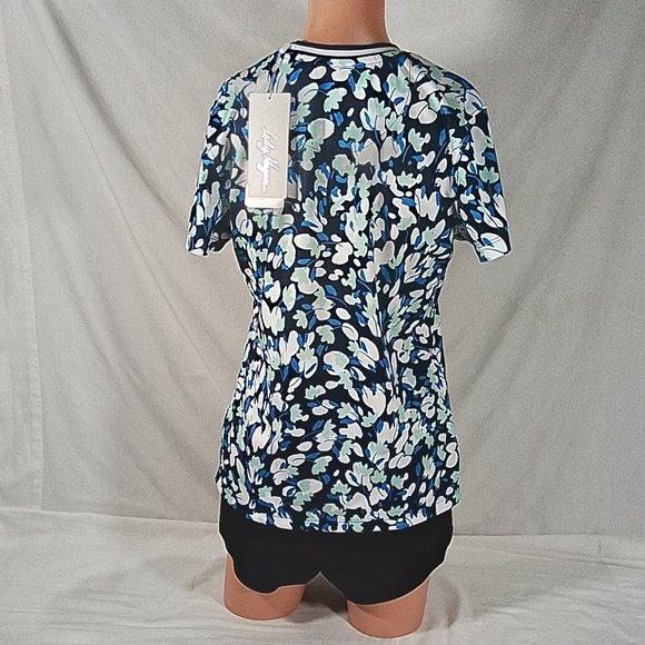 Women's Lady Hagen Off To The Races SS Crew Ditsy Buds Navy-Sz S-New with Tags - Picture 3 of 4